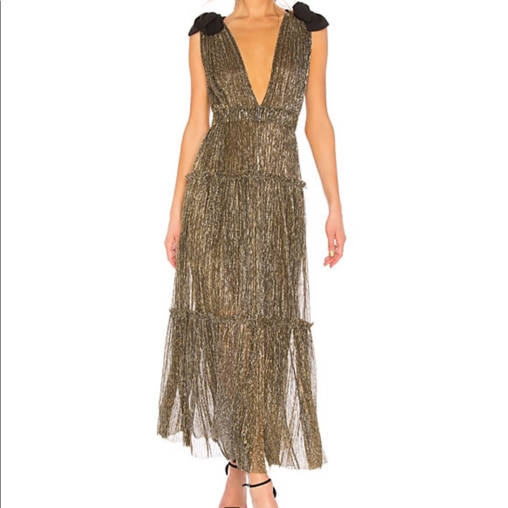Sabina musayev gold shimmery dress